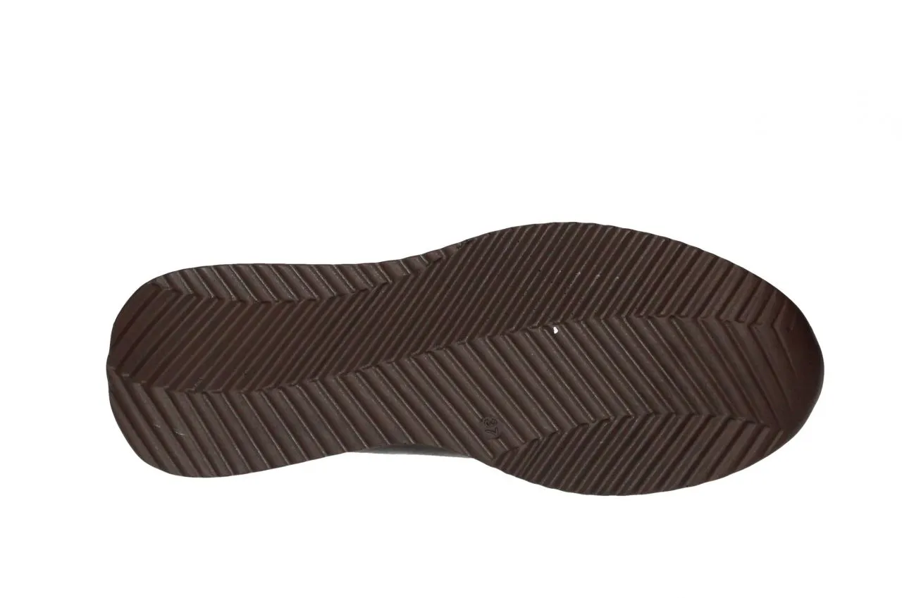 Sneaker Piel Marron Talon Damero Cremallera Lateral