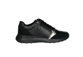 Sneaker Piel Negro Cremallera Lateral Banda Lateral Plata