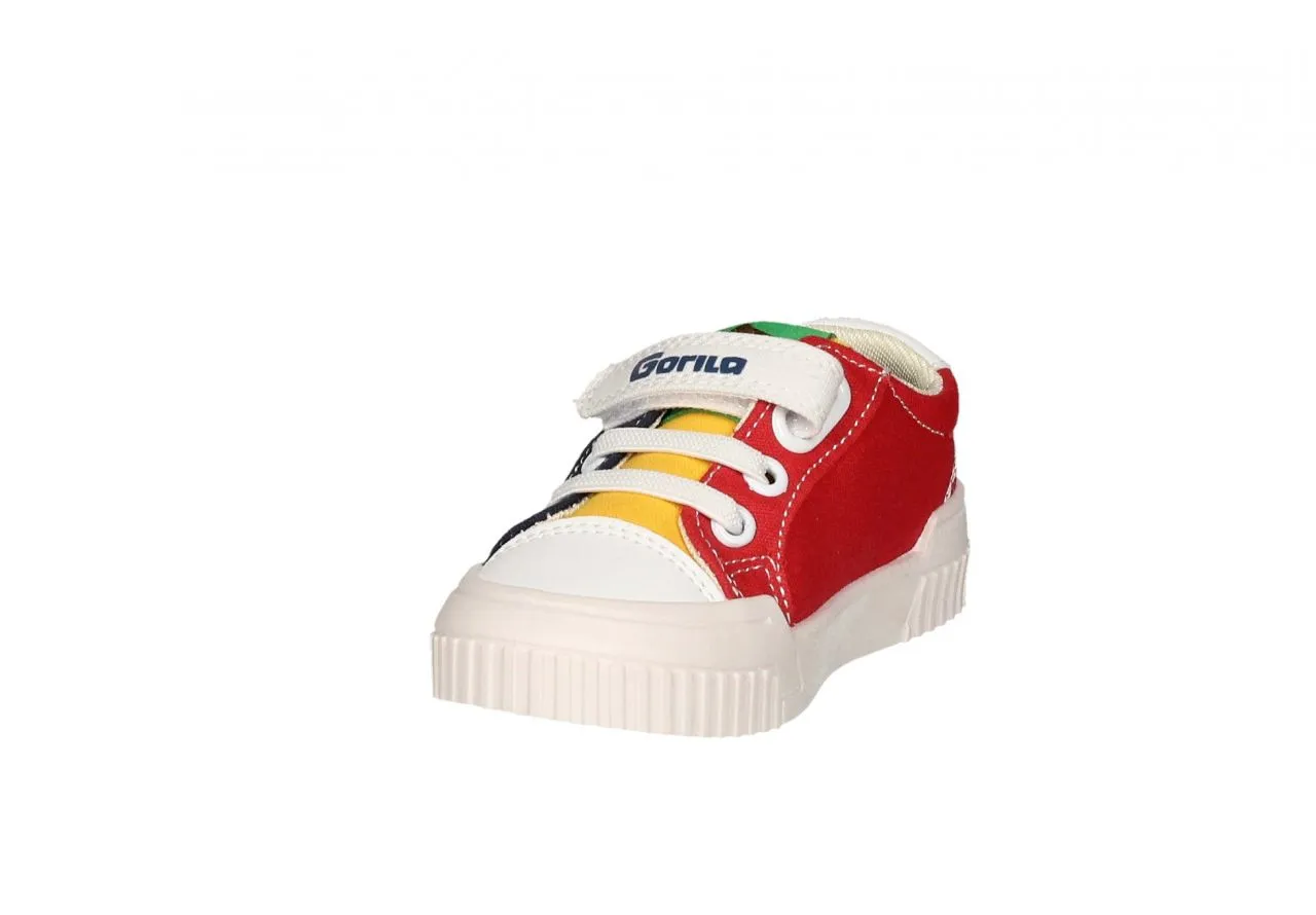 Sneaker Velcro Lona Azul/rojo/amarillo/blanco Cordon Elastico