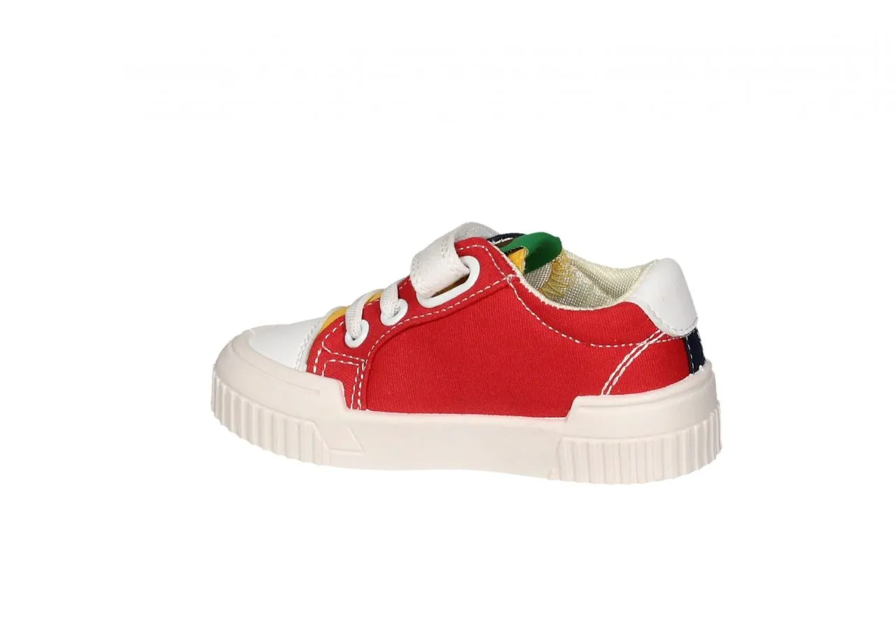 Sneaker Velcro Lona Azul/rojo/amarillo/blanco Cordon Elastico