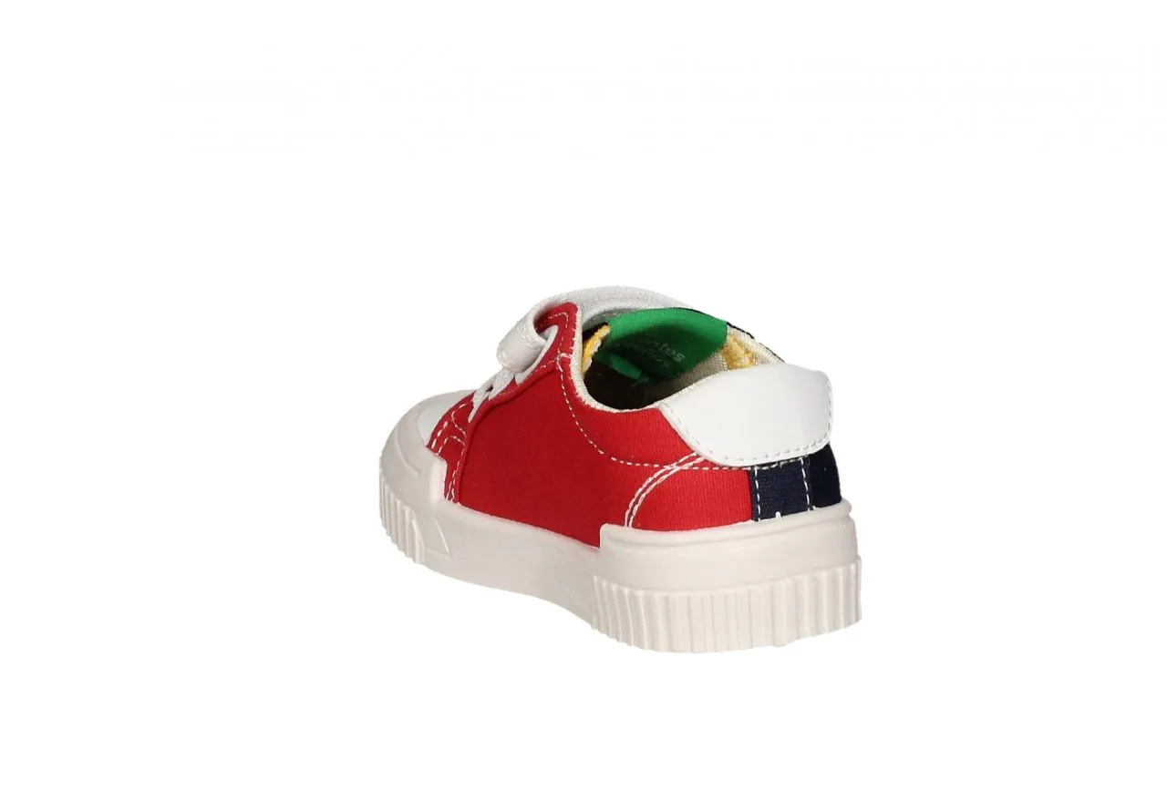 Sneaker Velcro Lona Azul/rojo/amarillo/blanco Cordon Elastico