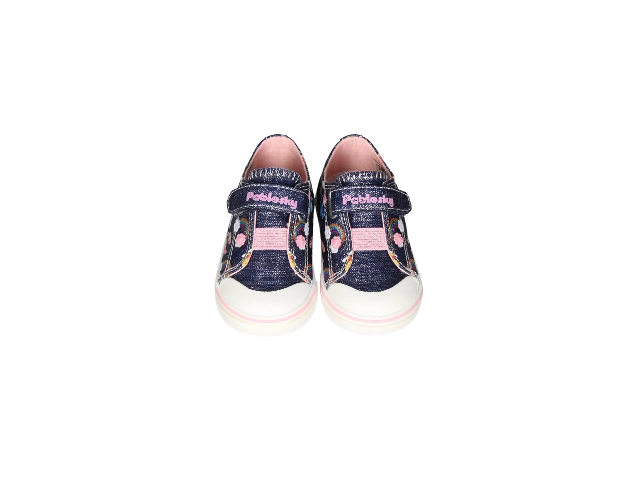 Sneaker Velcro Lona Jeans Animalitos Avion Elastico Pala Rosa