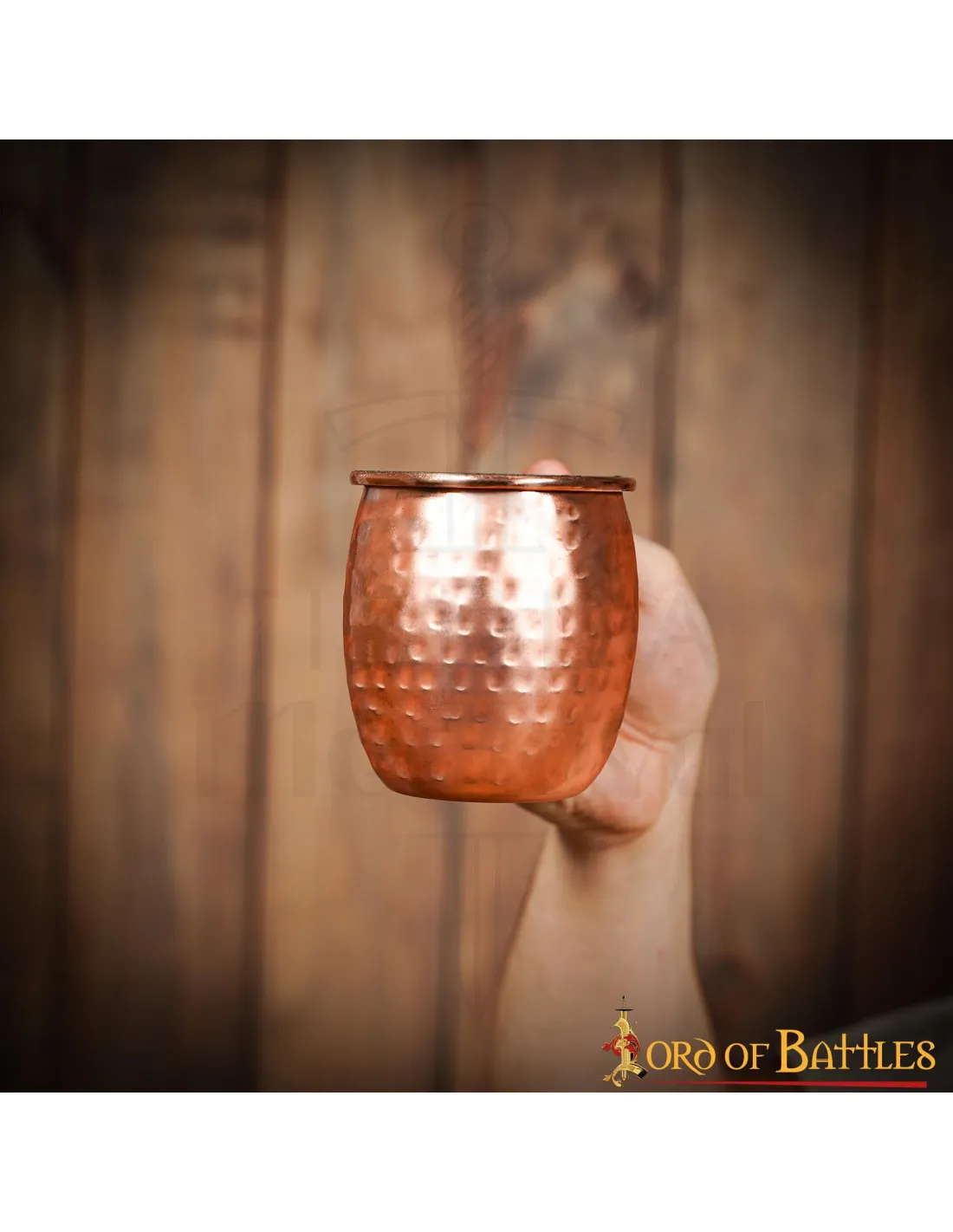 Taza medieval para beber de acero chapado en cobre