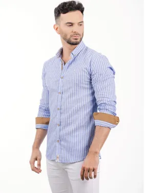 Yellow Skin – Camisa azul rayas en vertical 8942