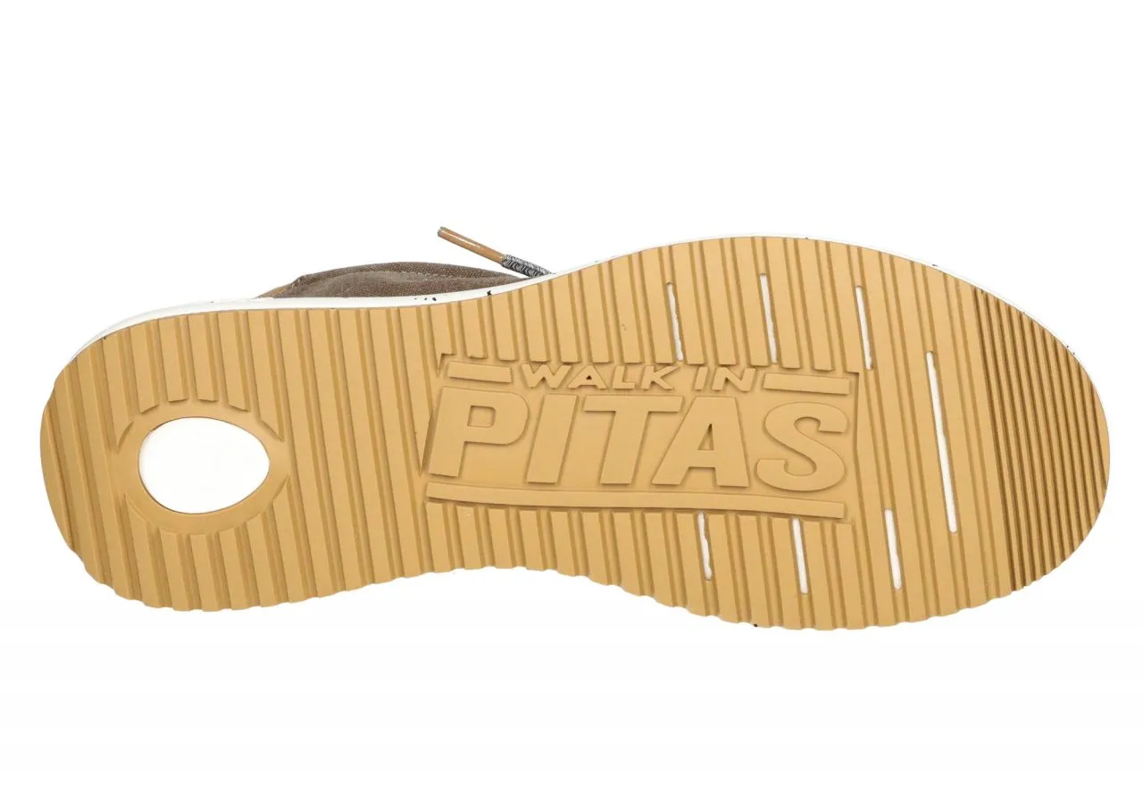 Zapato Cordon Elastico Lona Marron Talon Beige Piso Blanco Pintitas