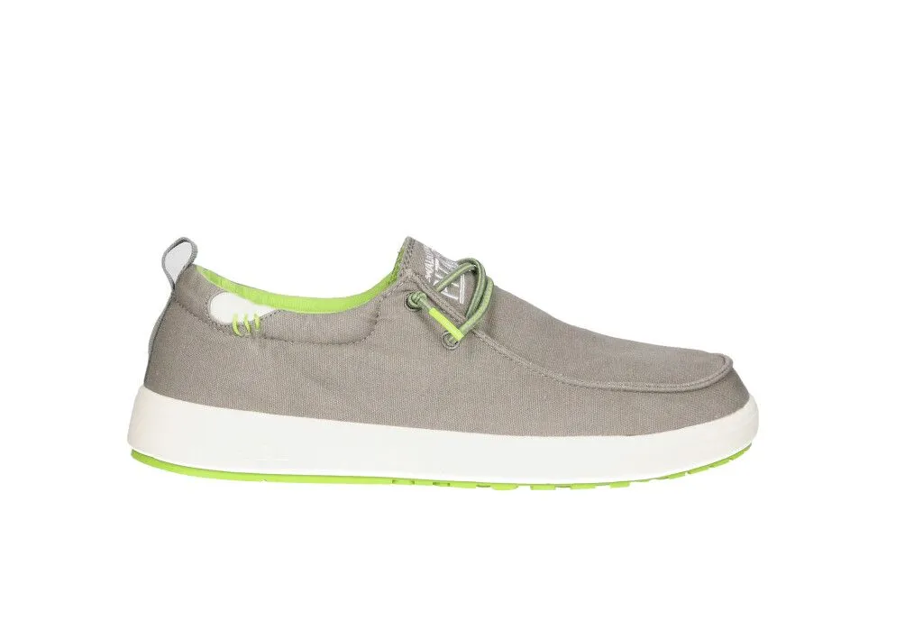 Zapato Cordon Lona Gris Cordon Elastico e Interior Verde Piso Blanco