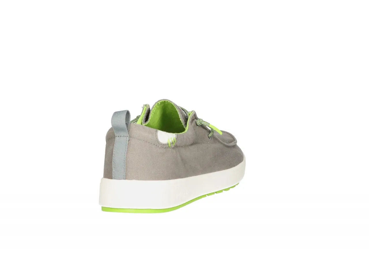 Zapato Cordon Lona Gris Cordon Elastico e Interior Verde Piso Blanco